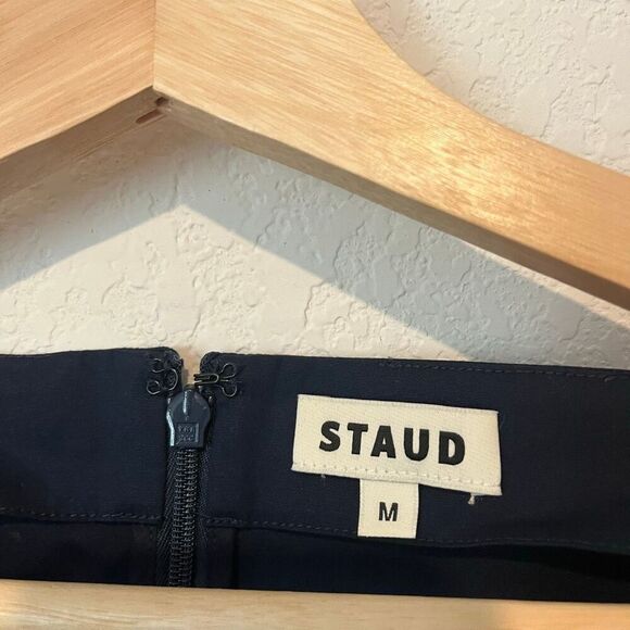 Staud Amy Poplin Mini Dress Navy Cotton Poplin Fit And Flare Women’s Medium - Picture 5 of 5